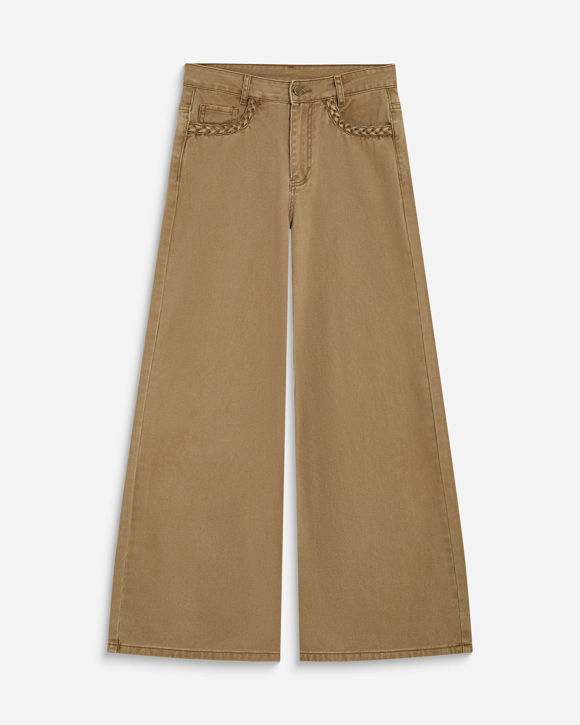 Jean jambe large poches tressées mocha Julian