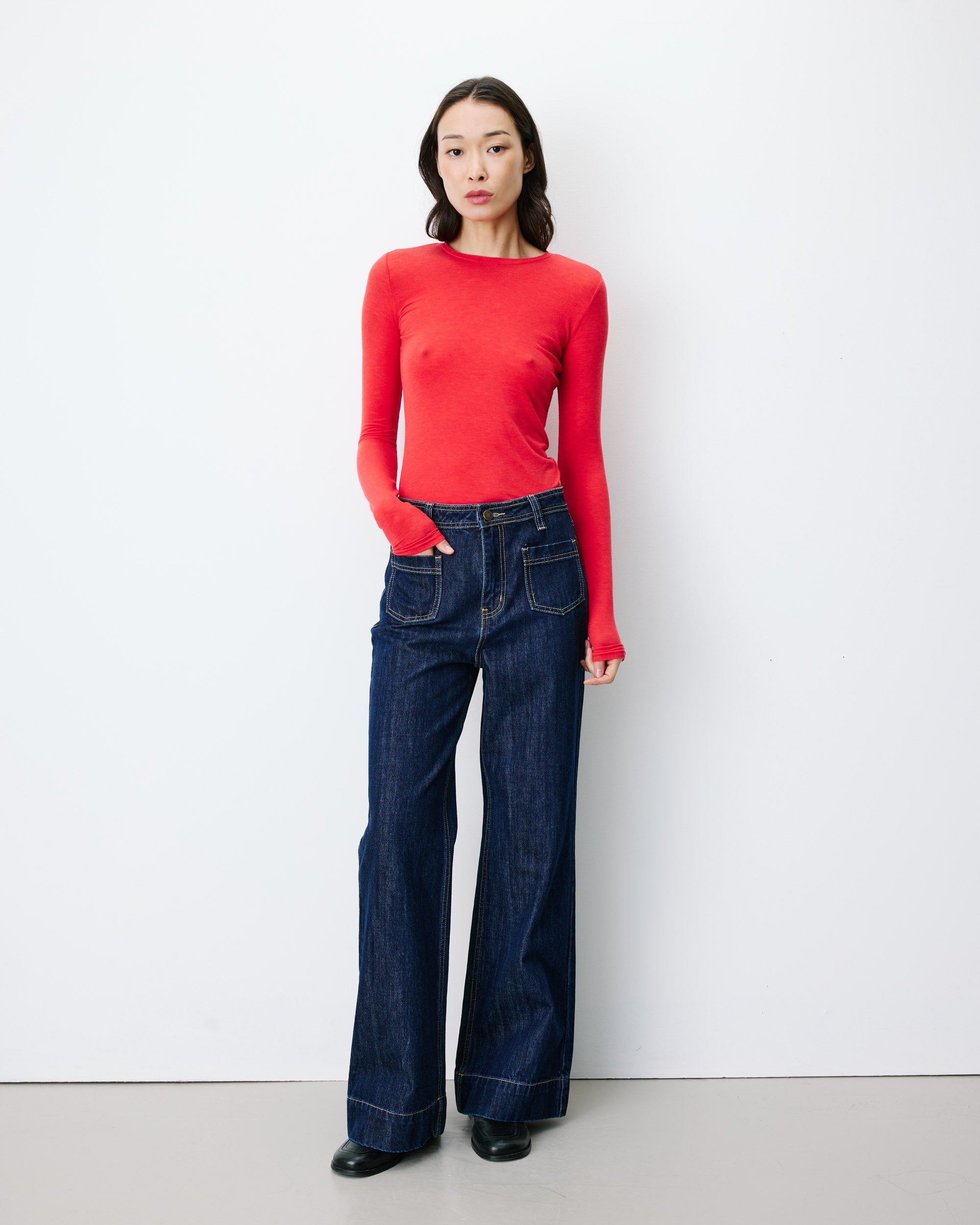 High-rise straight jeans darkblue Jacob