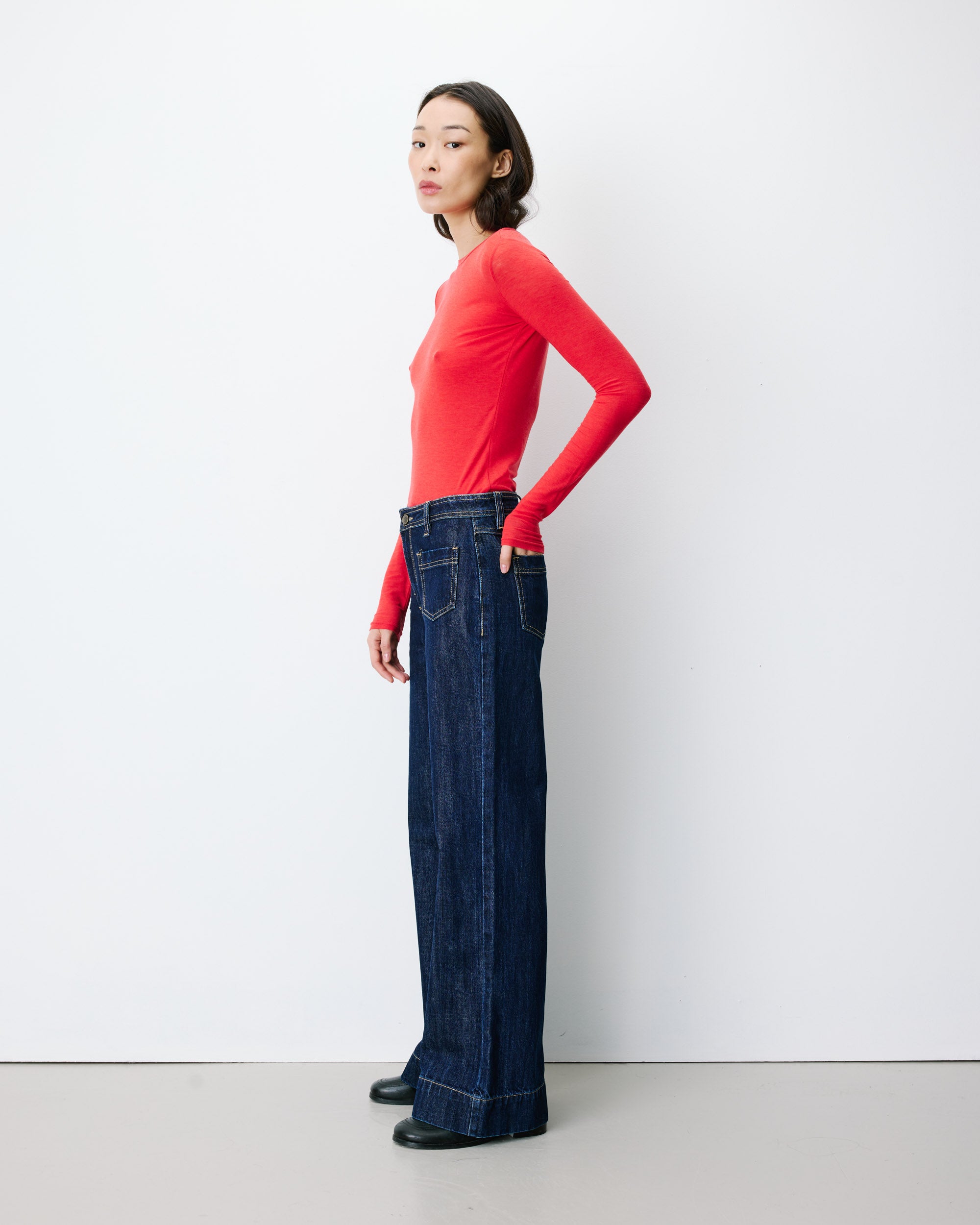 High-rise straight jeans darkblue Jacob