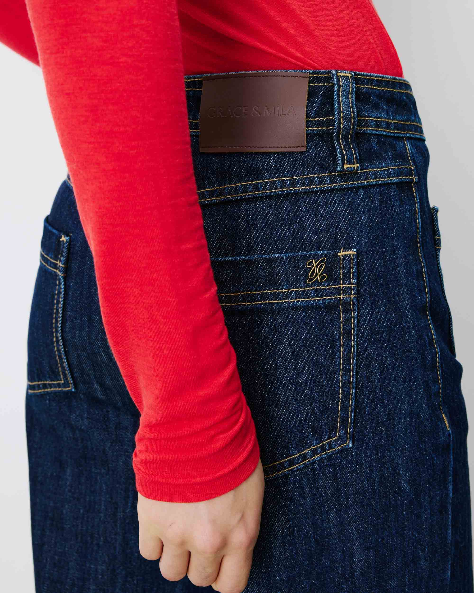High-rise straight jeans darkblue Jacob