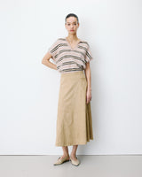 Flared maxi suede-effect skirt coffee Ariana