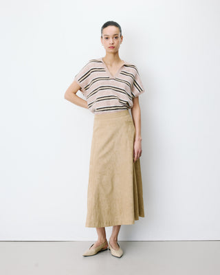 Flared maxi suede-effect skirt coffee Ariana