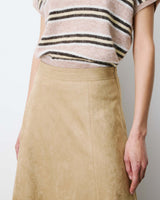Flared maxi suede-effect skirt coffee Ariana
