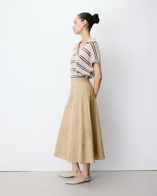 Flared maxi suede-effect skirt coffee Ariana