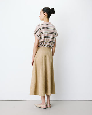 Flared maxi suede-effect skirt coffee Ariana