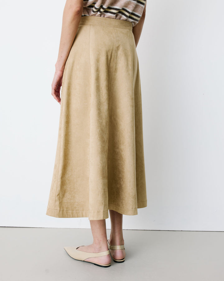 Flared maxi suede-effect skirt coffee Ariana