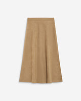 Flared maxi suede-effect skirt coffee Ariana