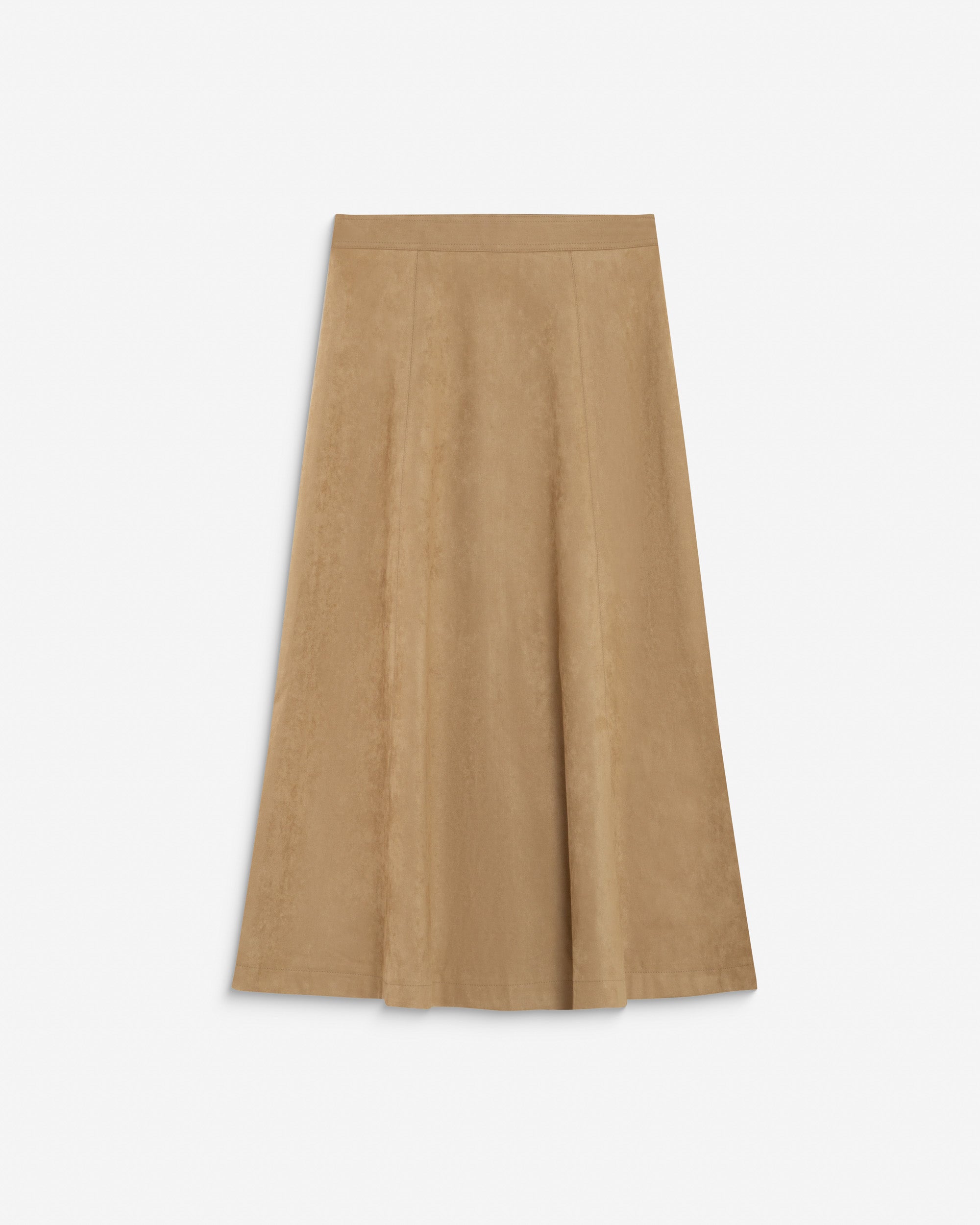 Flared maxi suede-effect skirt coffee Ariana