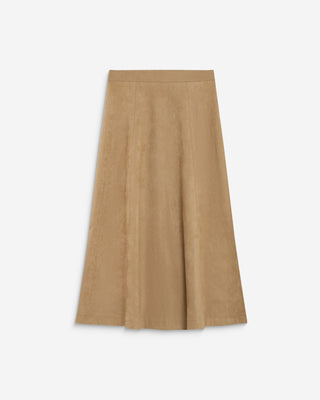Flared maxi suede-effect skirt coffee Ariana