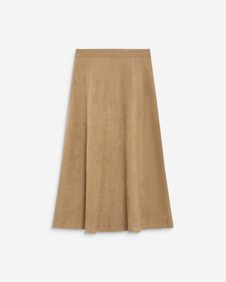 Flared maxi suede-effect skirt coffee Ariana