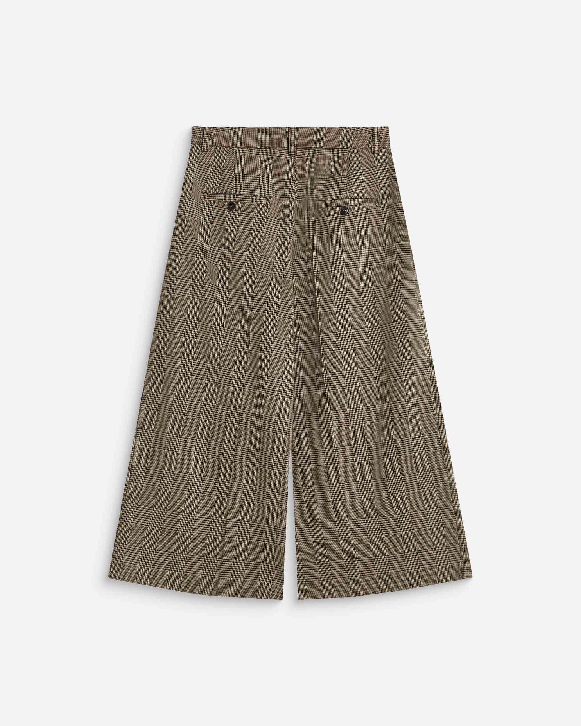 Pantalon jupe-culotte prince de Galles beige Arnold
