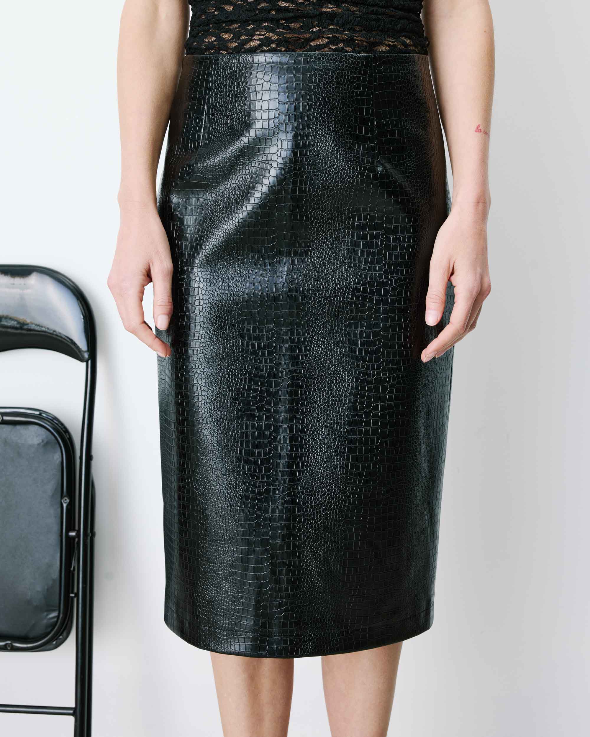 Jupe fourreau similicuir taille haute croco Acacia