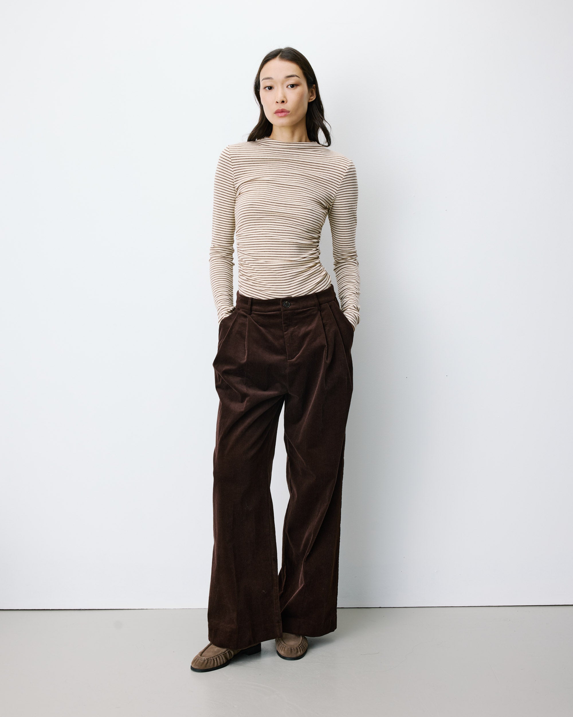 Wide-leg corduroy pants chocolat Abriel