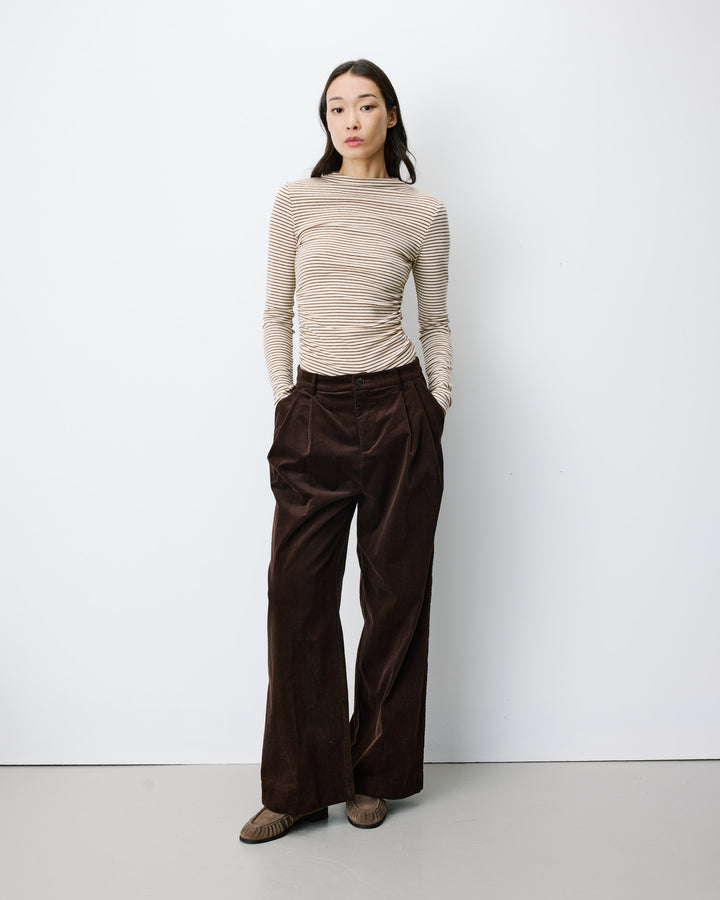 Wide-leg corduroy pants chocolat Abriel