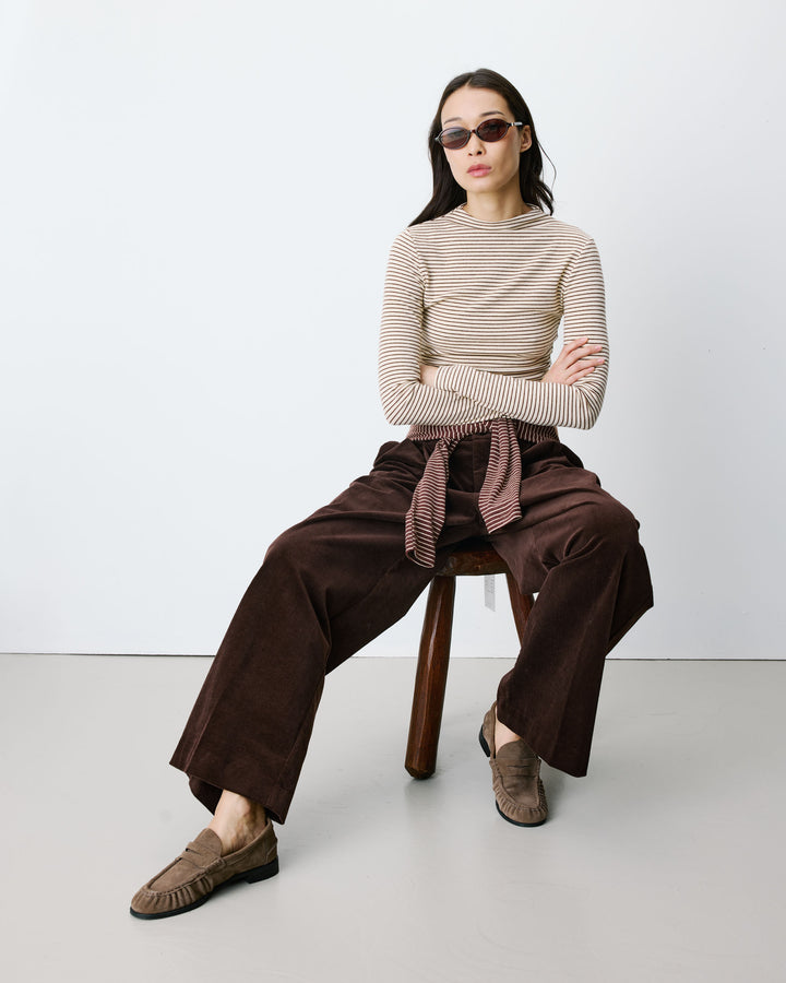 Wide-leg corduroy pants chocolat Abriel
