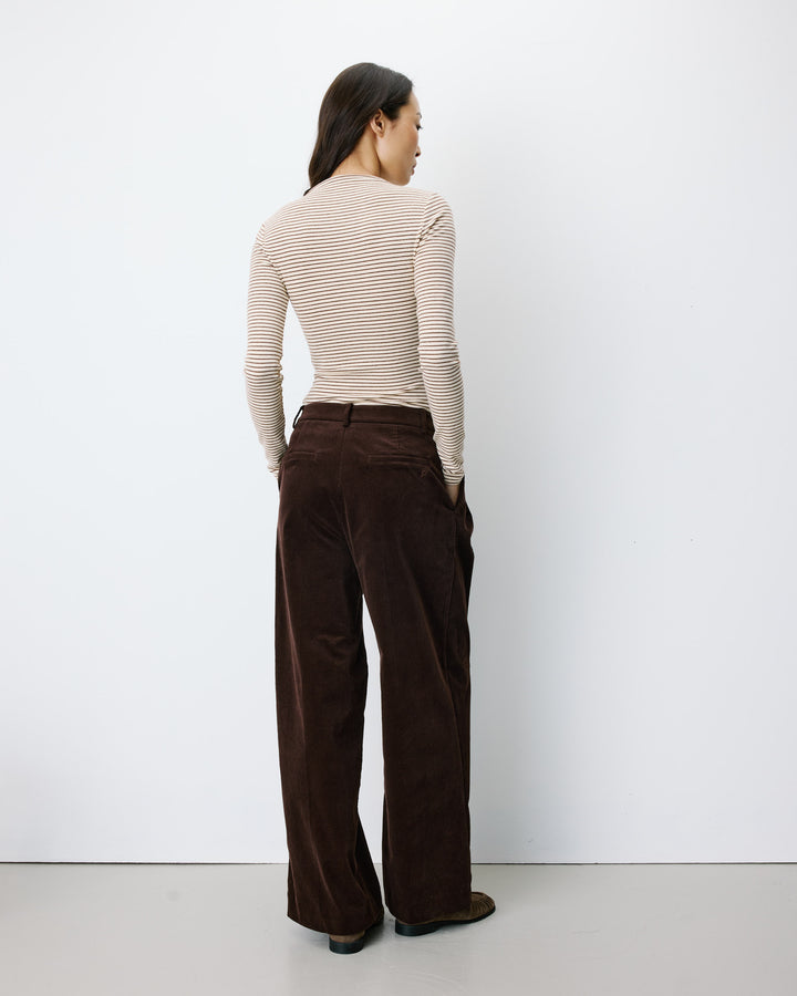 Wide-leg corduroy pants chocolat Abriel