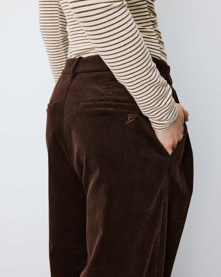 Wide-leg corduroy pants chocolat Abriel