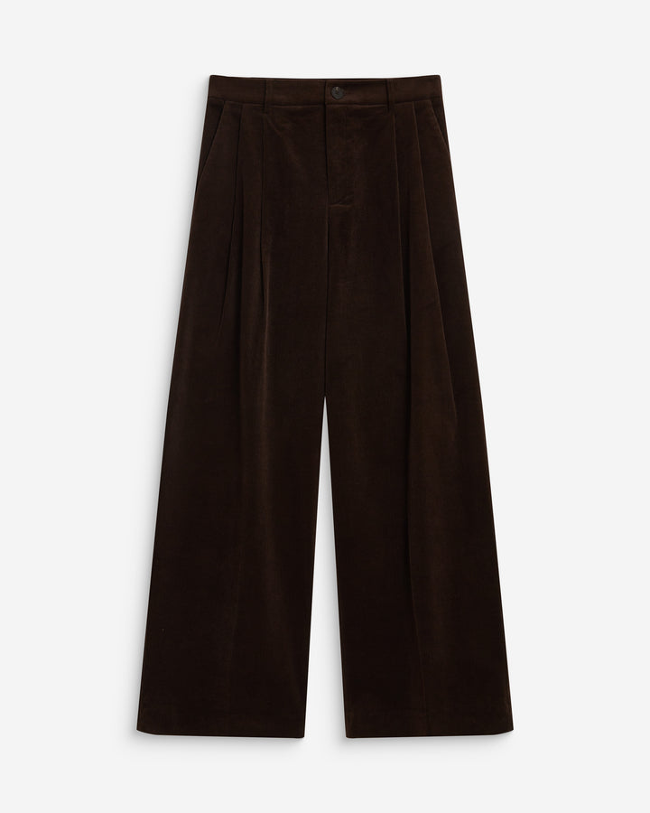 Wide-leg corduroy pants chocolat Abriel