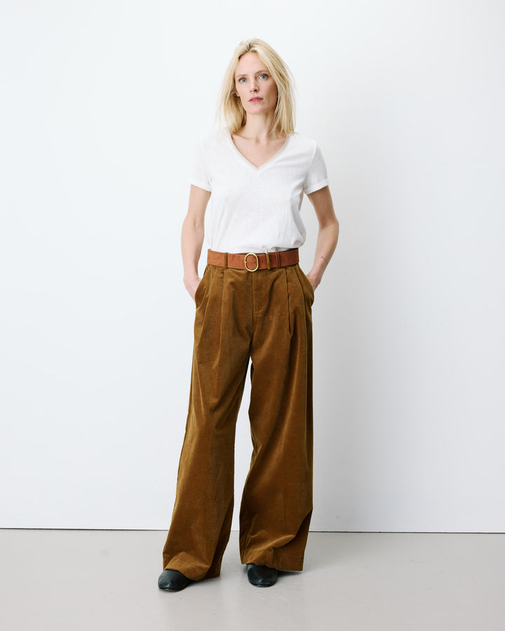 Pantalón de pana de pierna ancha coffee Abriel