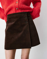 Corduroy wrap mini skirt chocolat Adele