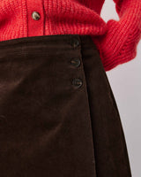 Corduroy wrap mini skirt chocolat Adele