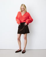 Corduroy wrap mini skirt chocolat Adele