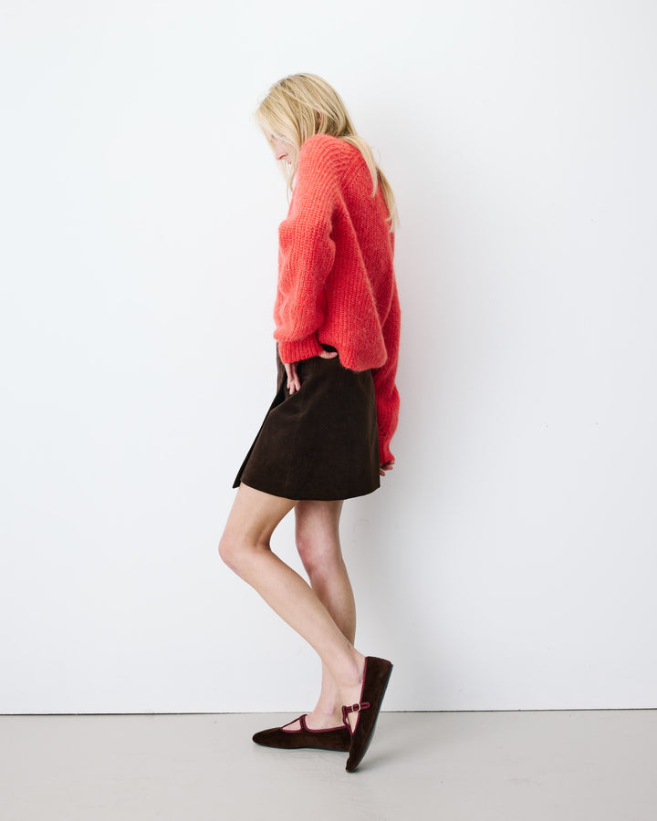 Corduroy wrap mini skirt chocolat Adele