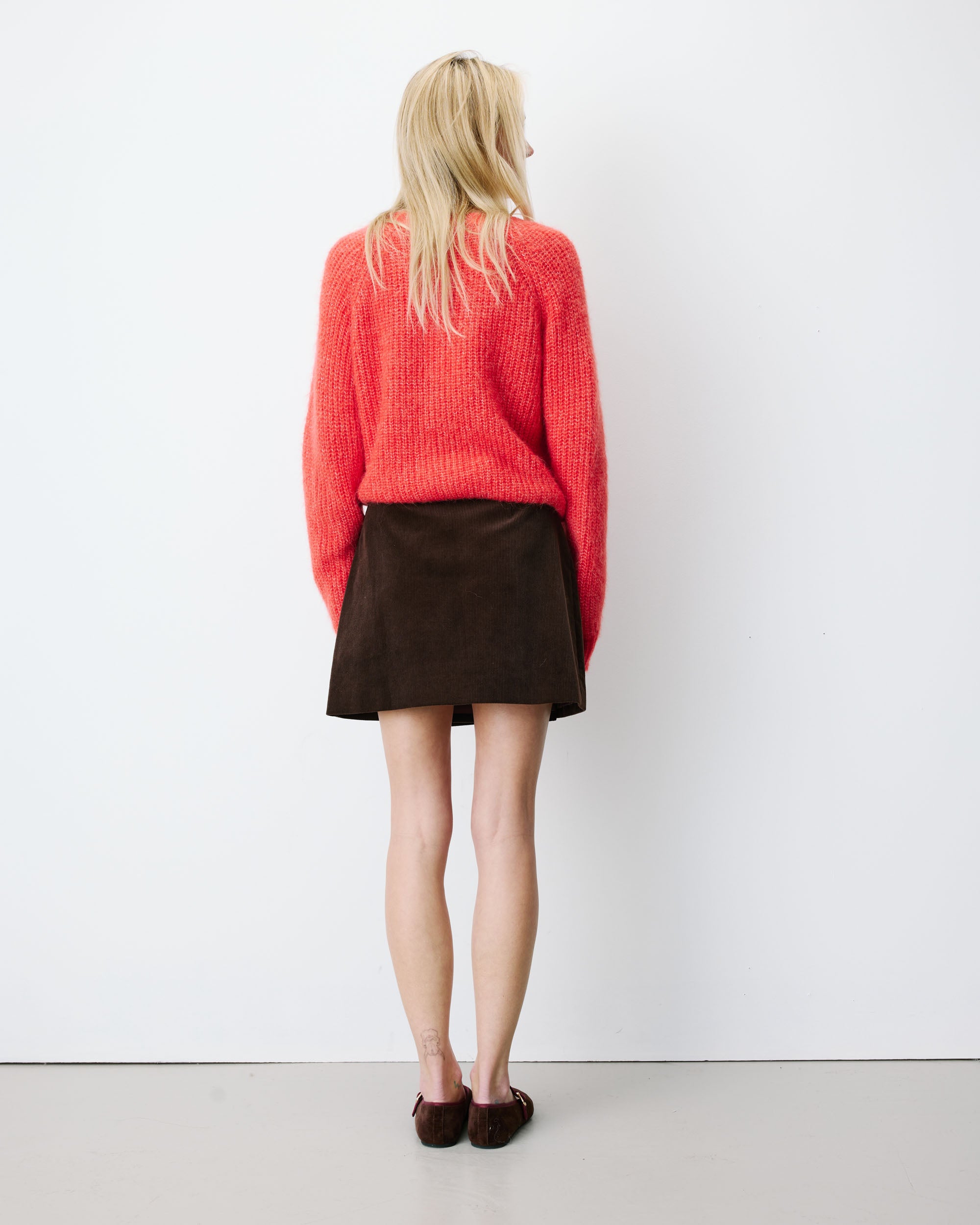 Corduroy wrap mini skirt chocolat Adele