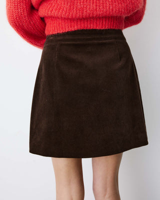 Corduroy wrap mini skirt chocolat Adele