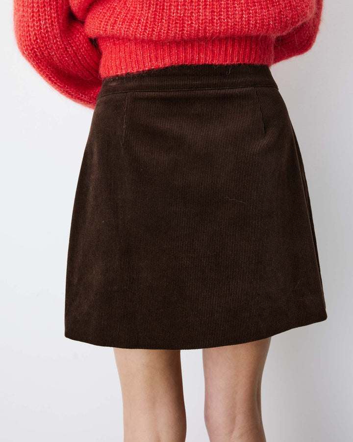Corduroy wrap mini skirt chocolat Adele