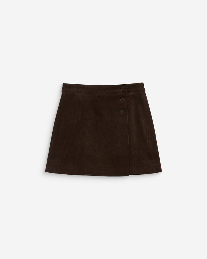 Corduroy wrap mini skirt chocolat Adele