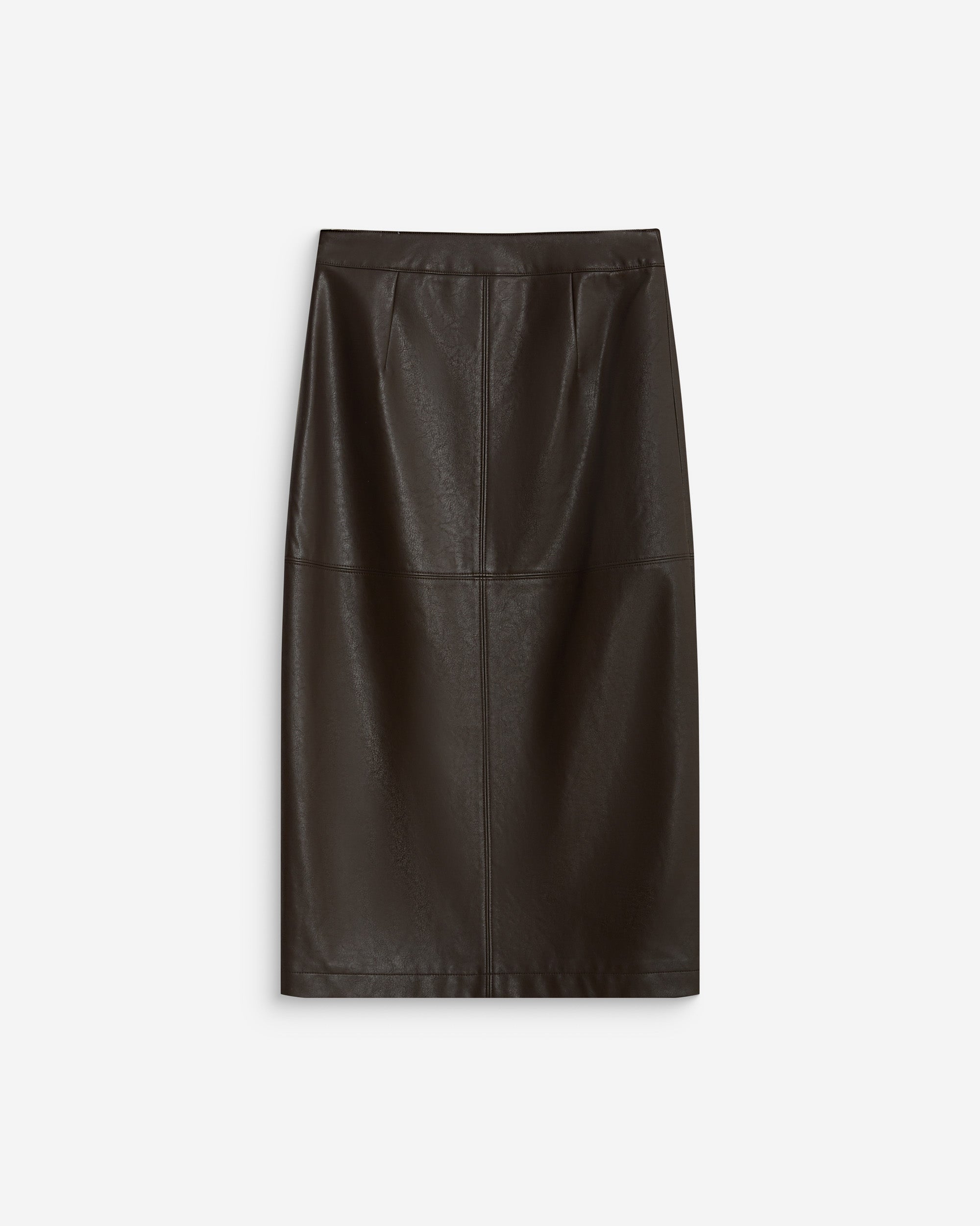 Faux-leather wrap midi skirt chocolat Aenor