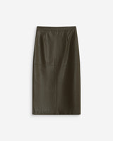 Falda midi cruzada de polipiel kaki Aenor