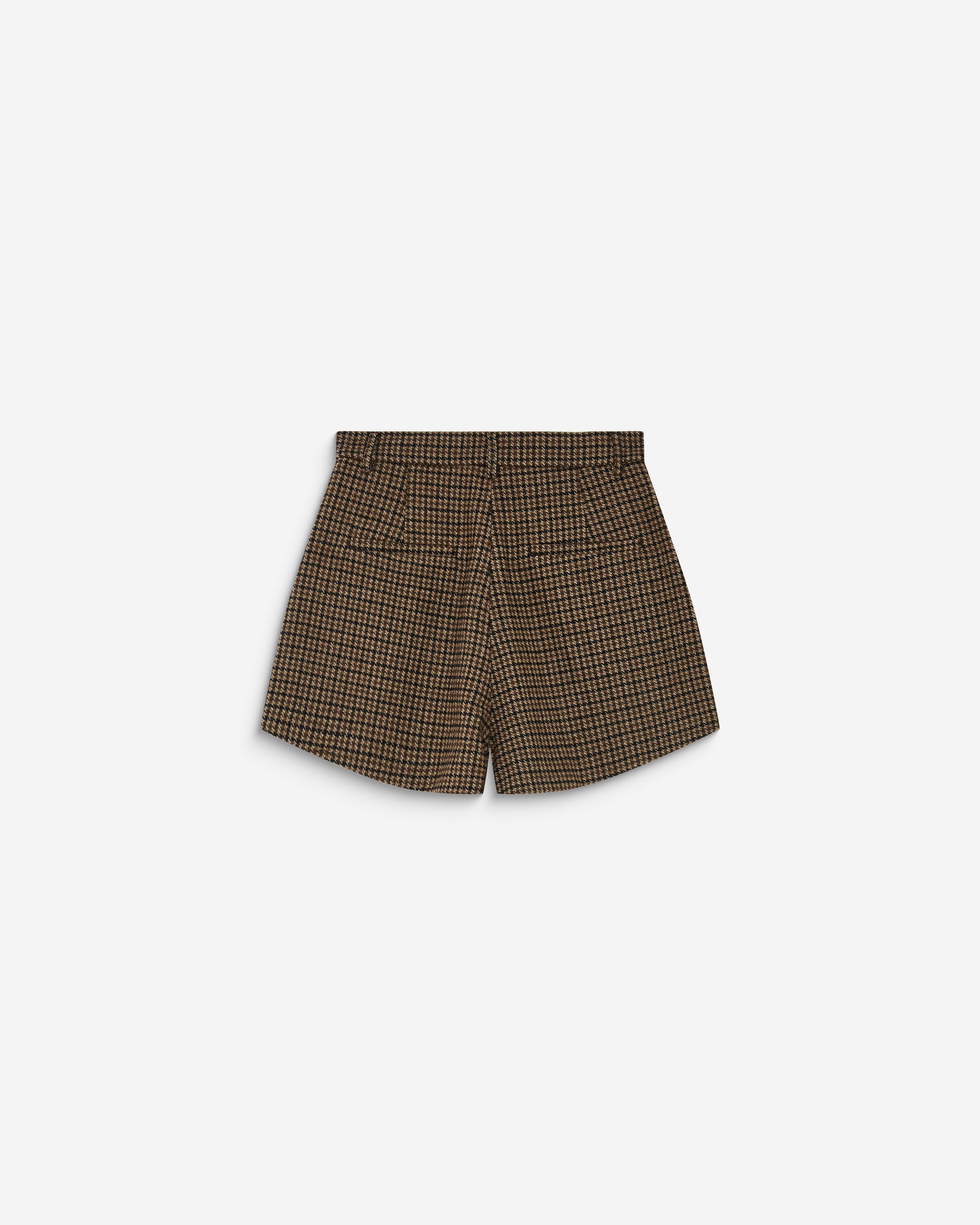 Short tailleur pied-de-poule taille haute coffee Arsenio