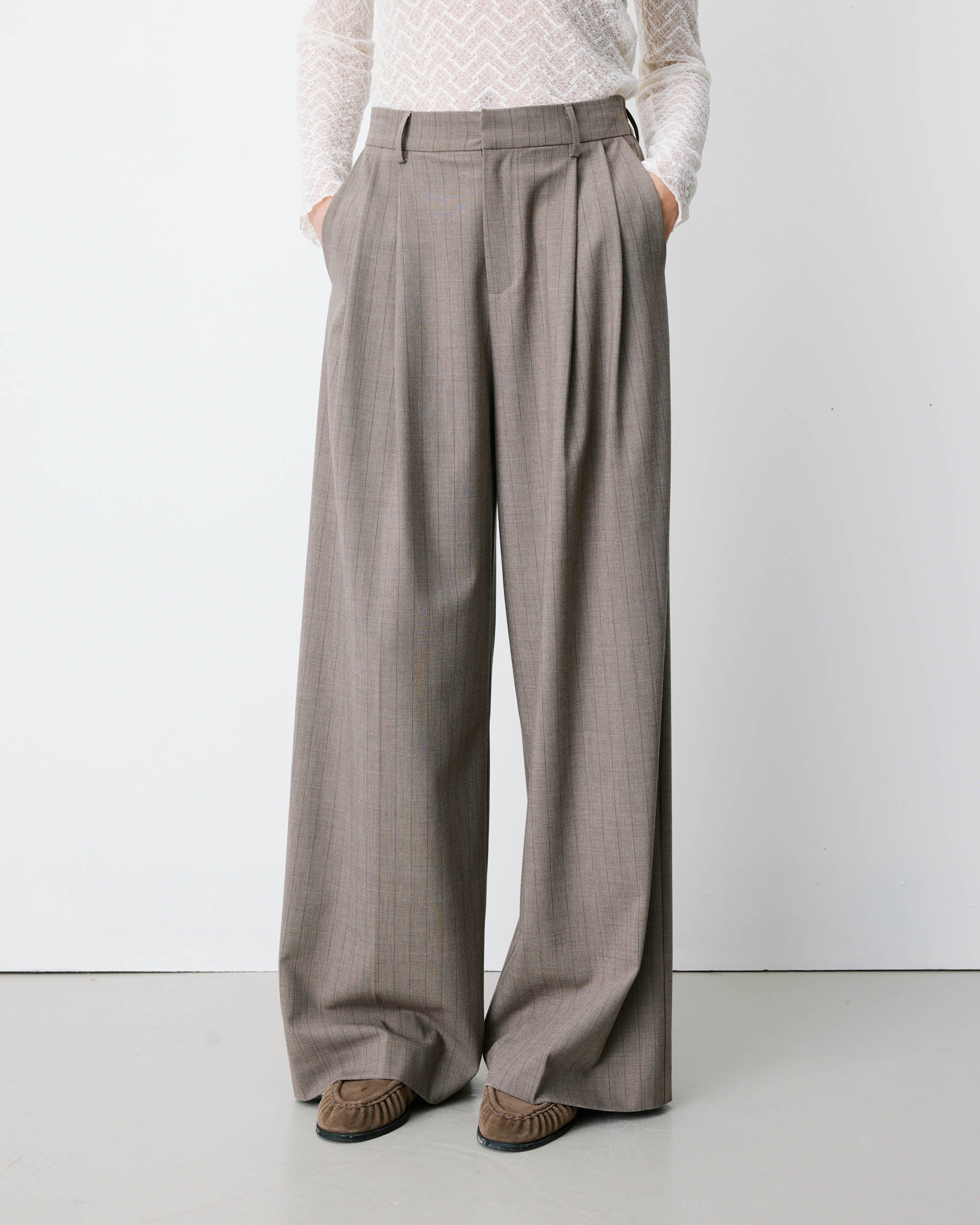 Pantalón de pernera ancha rayure Ardoise
