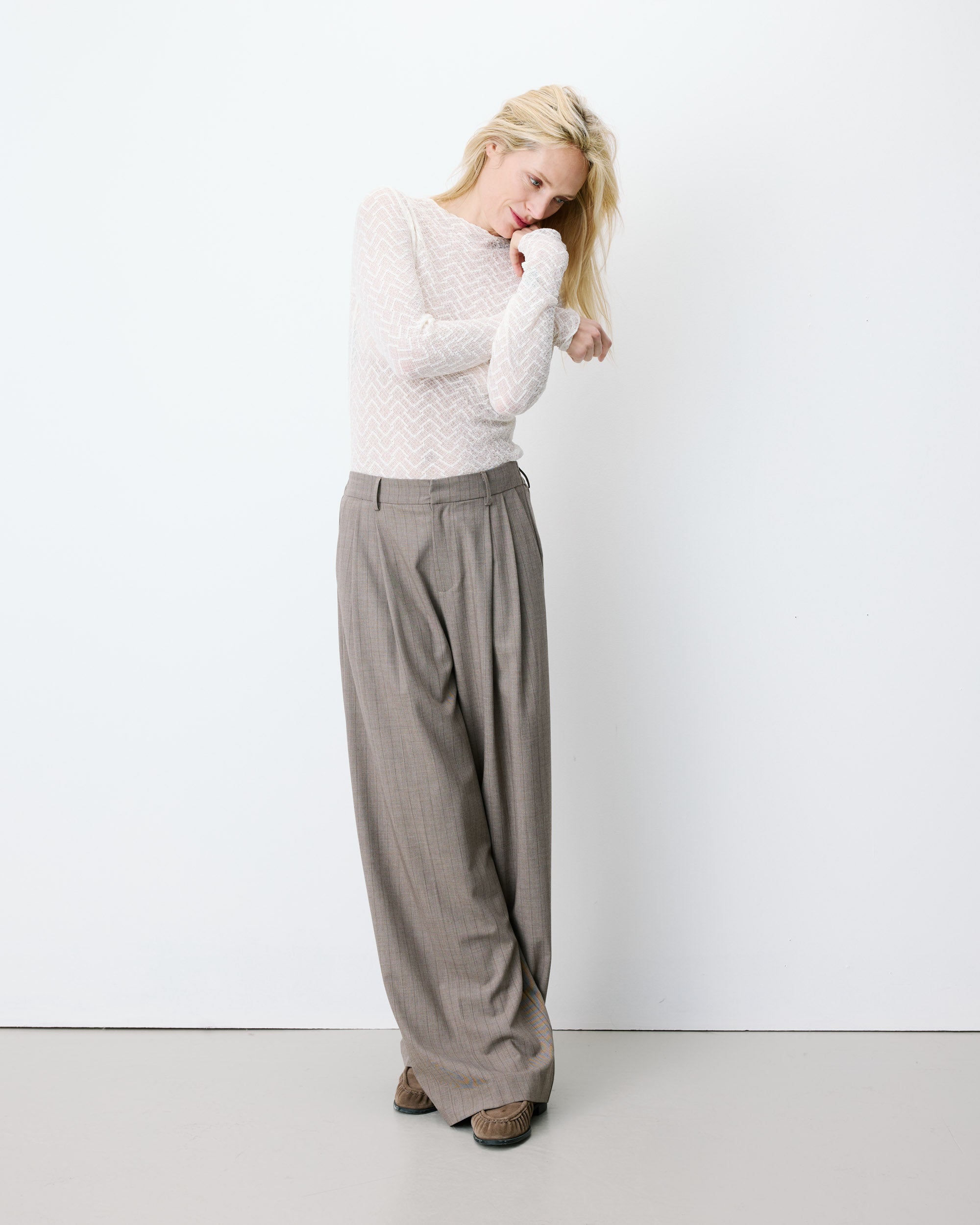 Pantalón de pernera ancha rayure Ardoise