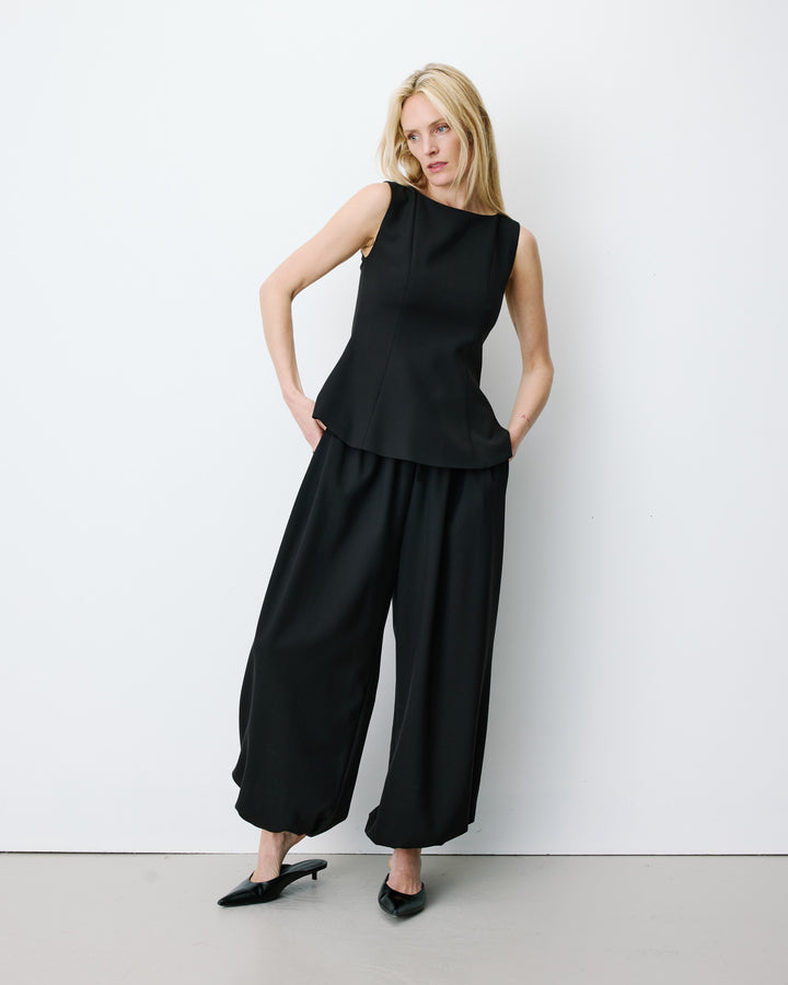 Pantalón barrel de tiro alto noir Aniel