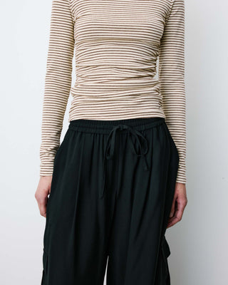 Pantalon cargo oversize taille haute noir Anvar