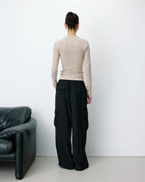 Pantalon cargo oversize taille haute noir Anvar