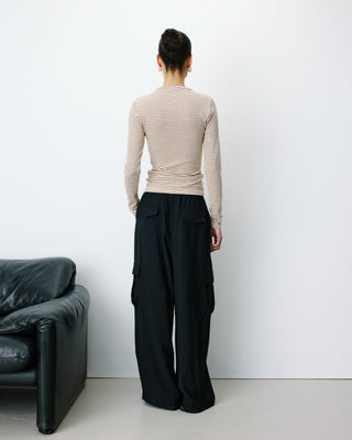 Pantalon cargo oversize taille haute noir Anvar