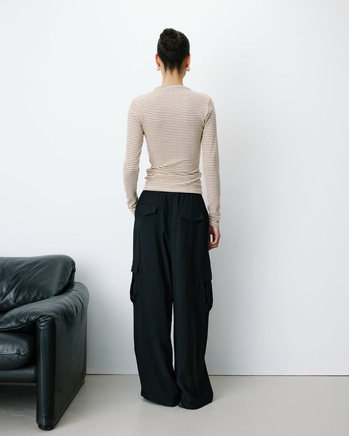 Pantalon cargo oversize taille haute noir Anvar