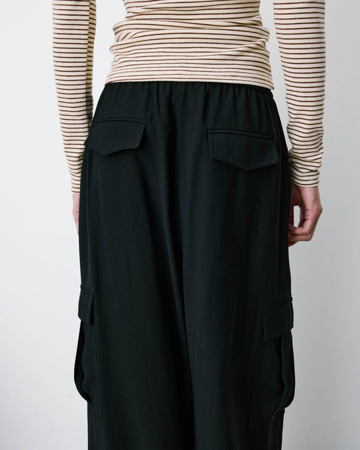 Pantalon cargo oversize taille haute noir Anvar