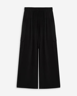 Pantalon cargo oversize taille haute noir Anvar
