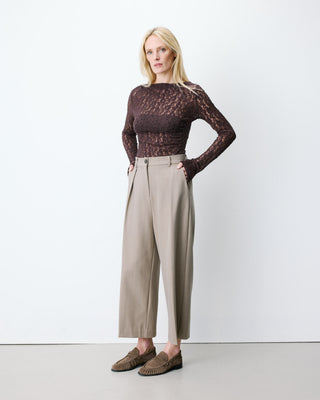 Wide-leg cropped tailored pants beige Atlantis