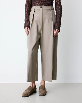 Wide-leg cropped tailored pants beige Atlantis