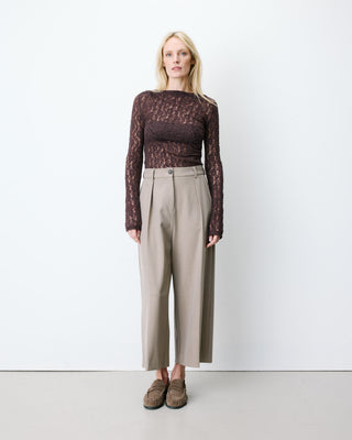 Wide-leg cropped tailored pants beige Atlantis