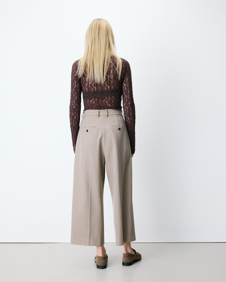 Wide-leg cropped tailored pants beige Atlantis