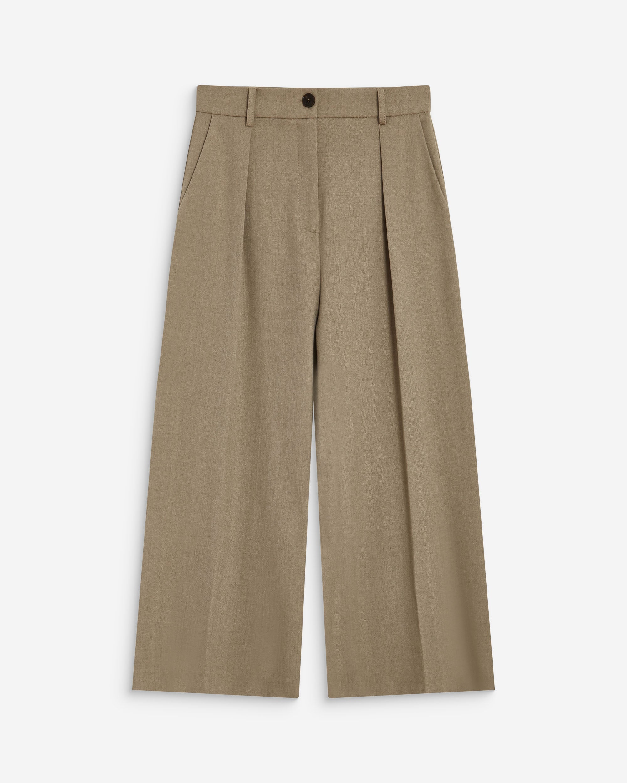 Wide-leg cropped tailored pants beige Atlantis