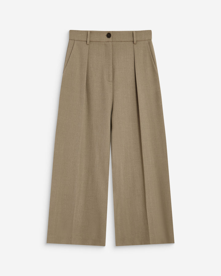 Wide-leg cropped tailored pants beige Atlantis