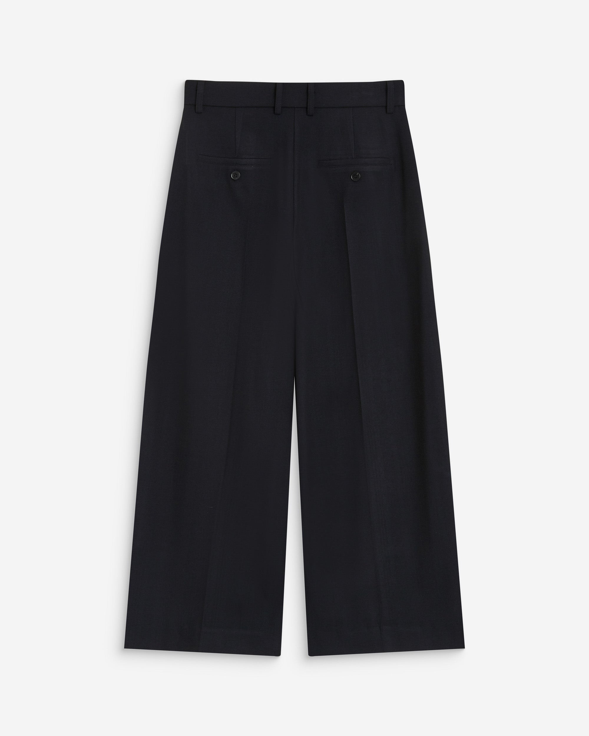 Pantalon tailleur court large à plis marine Atlantis